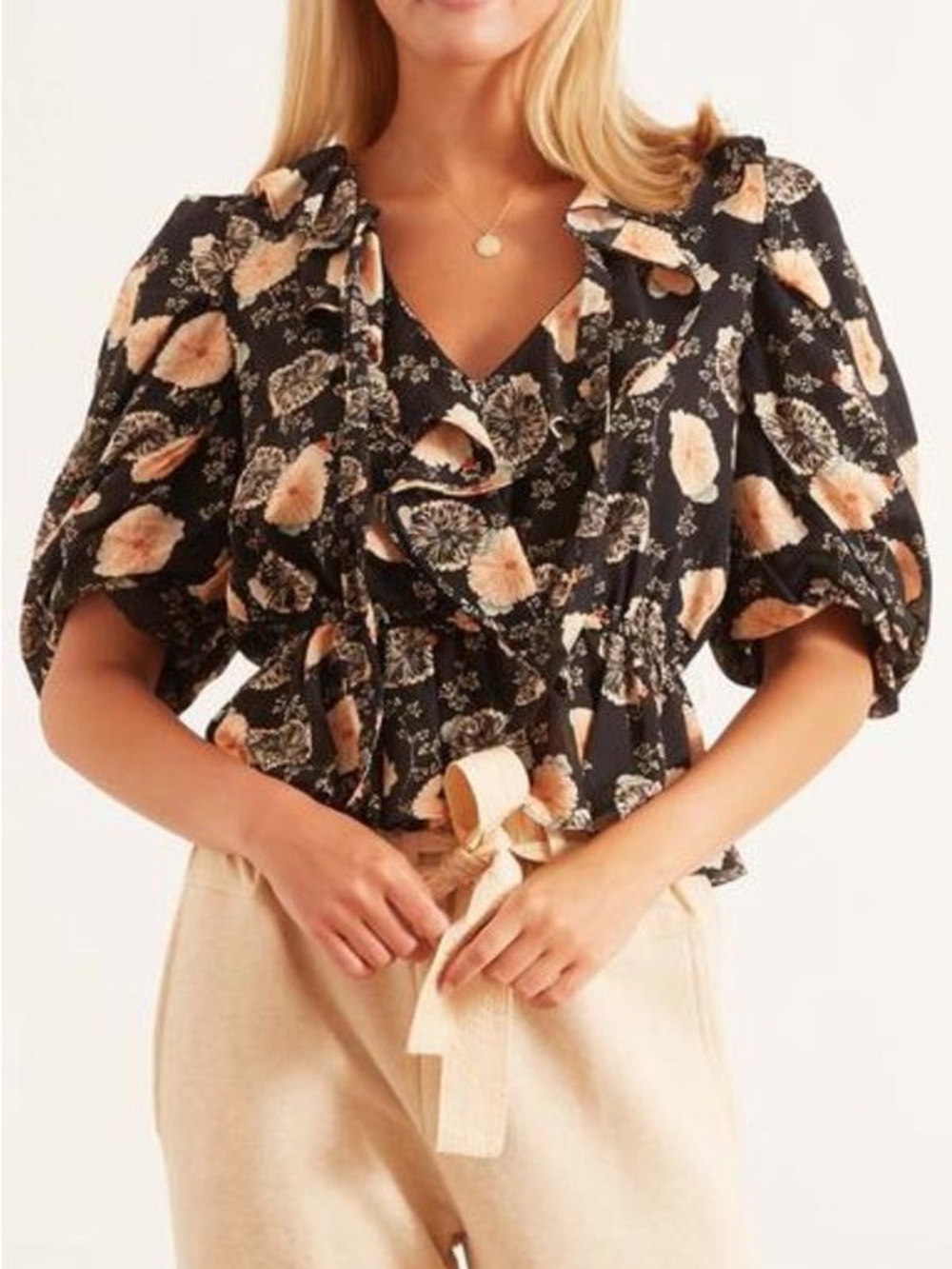 Ulla Johnson Nadia Blouse in Noir Floral - Picture 5 of 6